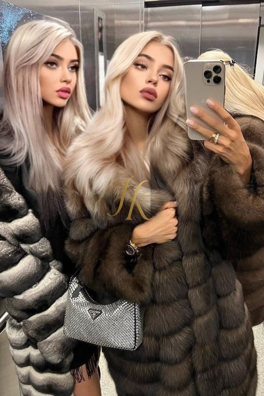 Luxury Tiger-Striped Raccoon Fur Short Coat - Stay Stylish and Warm with Oversized Sleeves - kayibstrore
