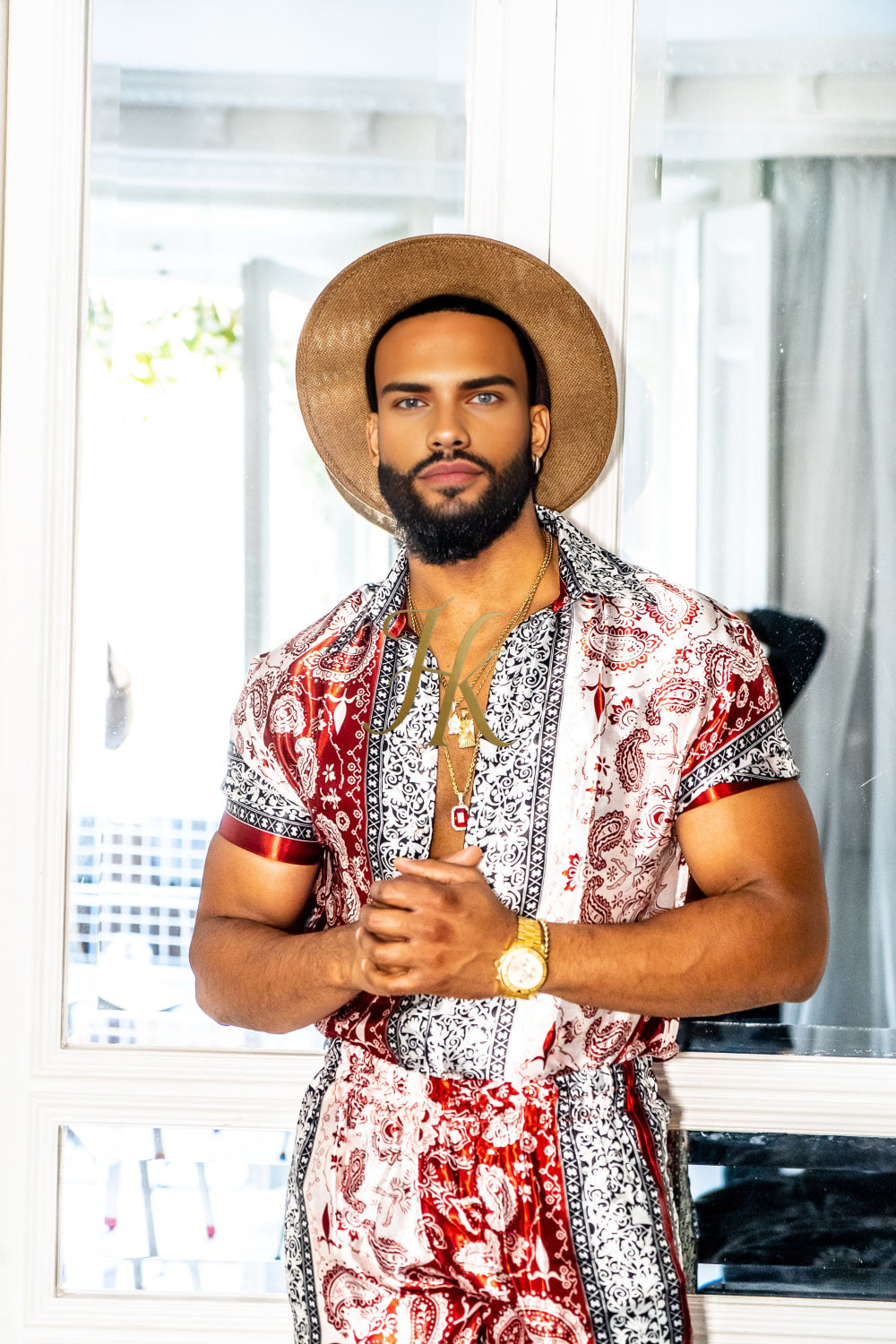 Luxury Boho Silk Shirt Set - Festival Outfit, Handmade Men's Fashion - kayibstrore