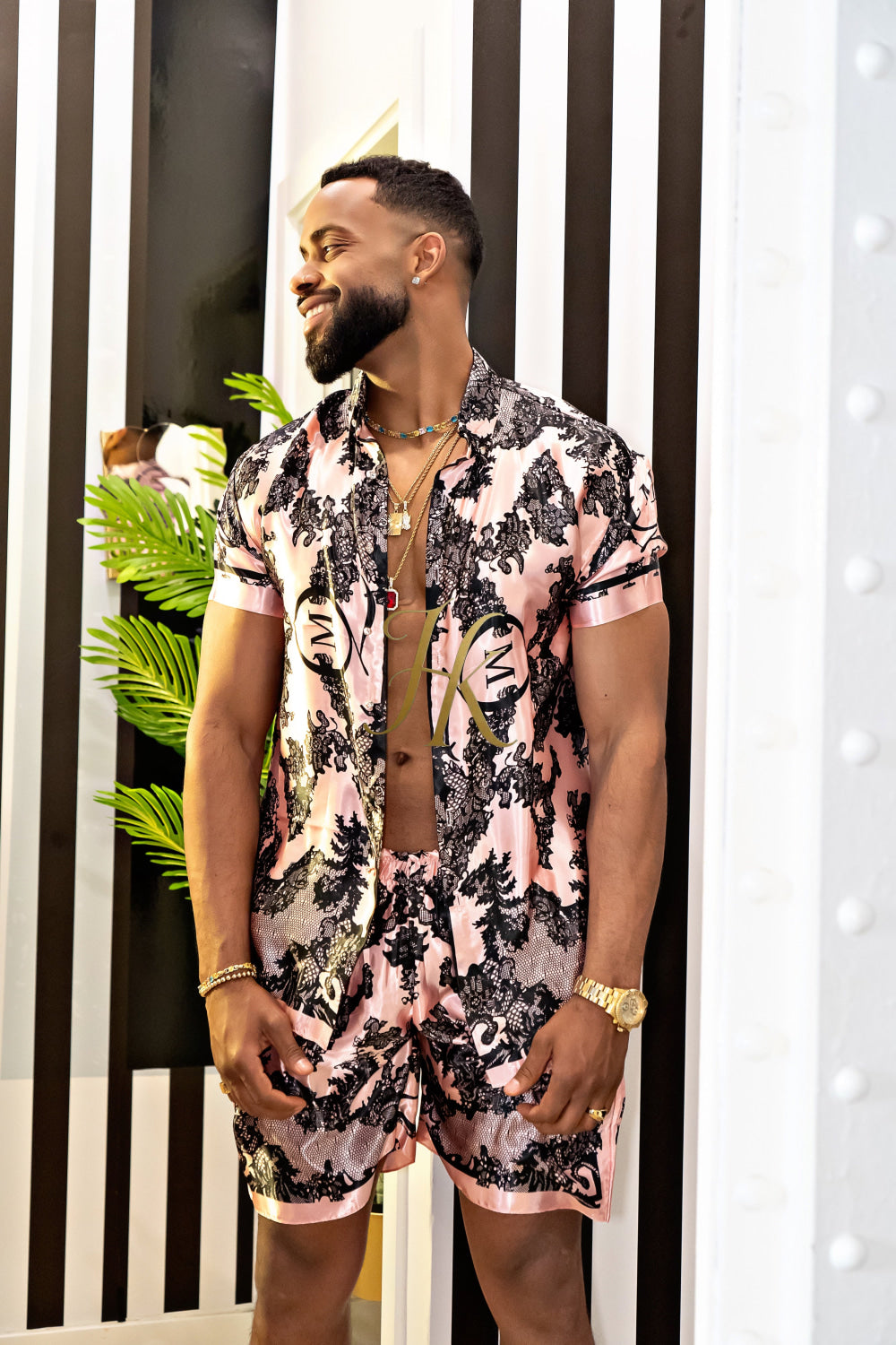 Luxury Boho Silk Shirt Set - Festival Outfit, Handmade Men's style fashion - kayibstrore