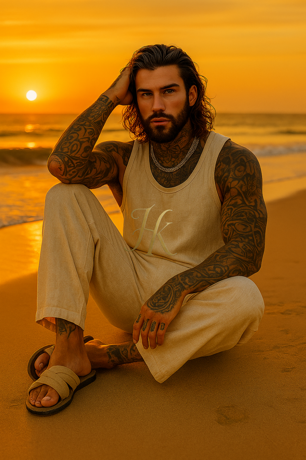 Men’s Linen Set – 2-Piece Tank Top & Pants