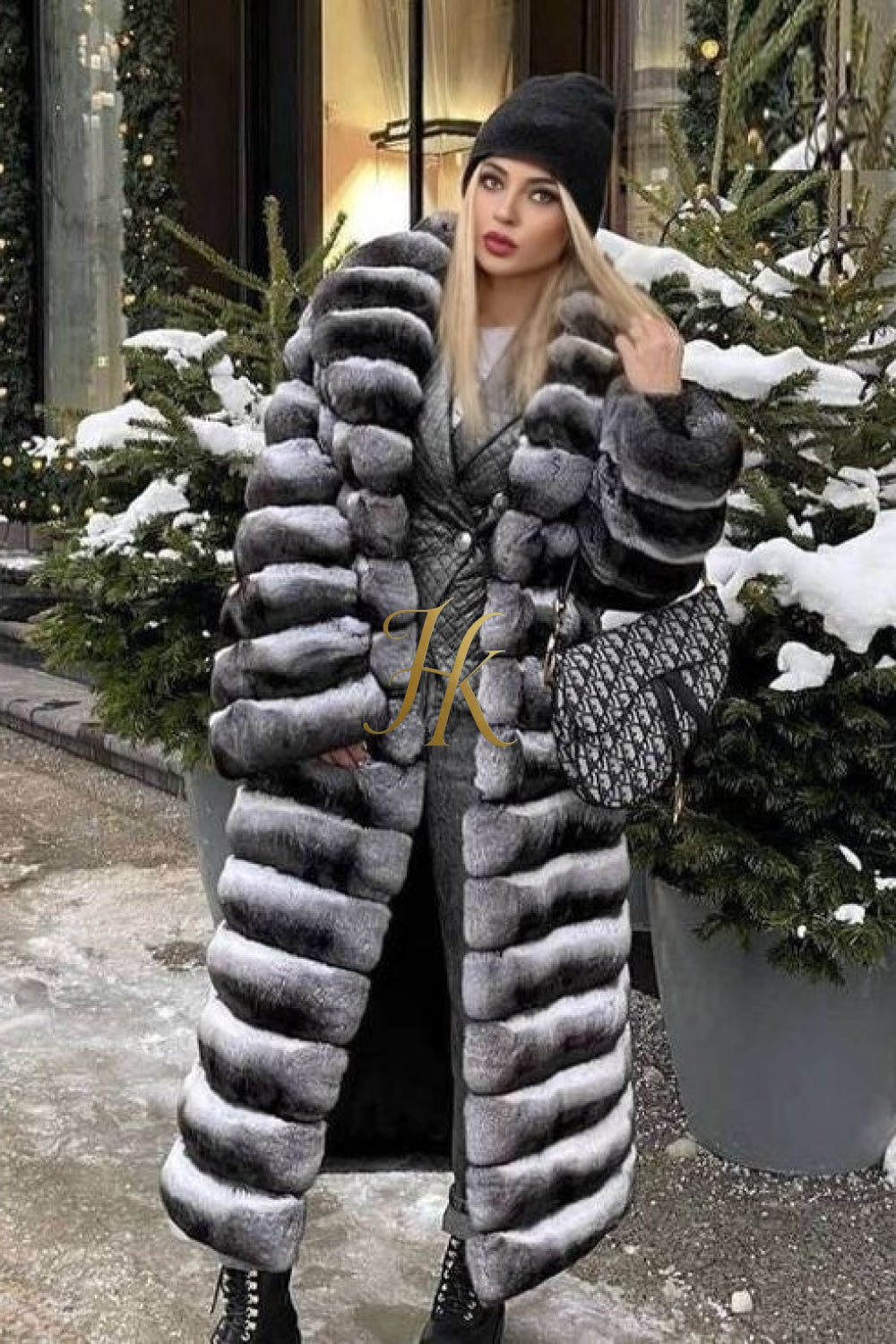Multicolor women's Genuine Chinchilla Outwear with Real Rex Rabbit Fur | Stylish Shawl Collar Coat - kayibstrore