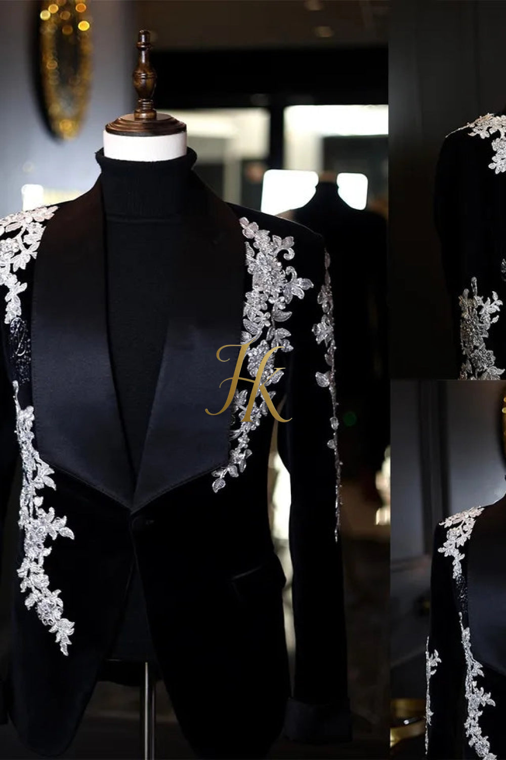 Handmade Custom 2-Piece Men's Suit with Sheer Velvet Lapel - Elevate Formal Style | KAYIB - kayibstrore