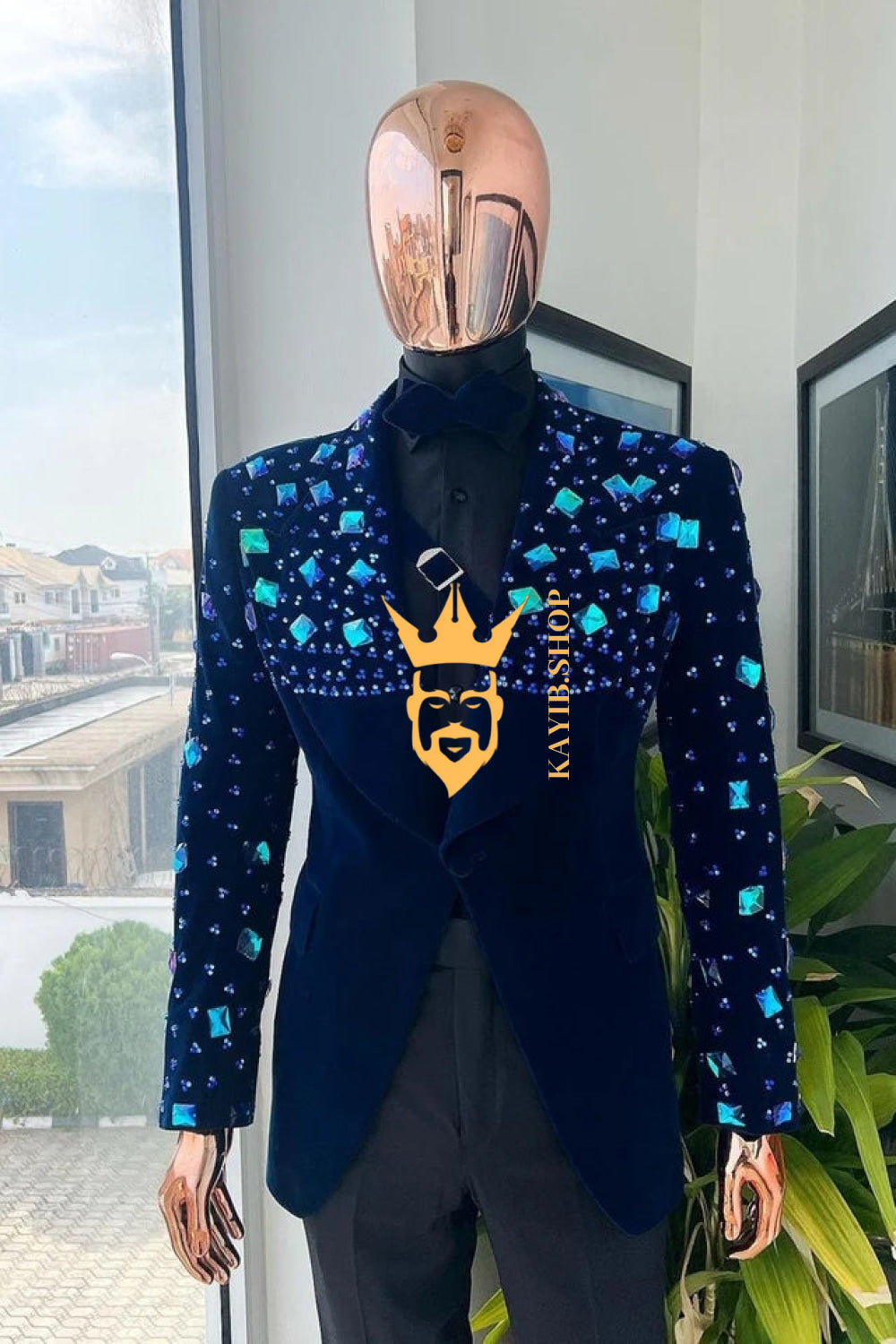 Handmade Custom velvet blazer set 2 pieces Men's Suit with Sheer Velvet Lapel - Elevate Formal Style - kayibstrore
