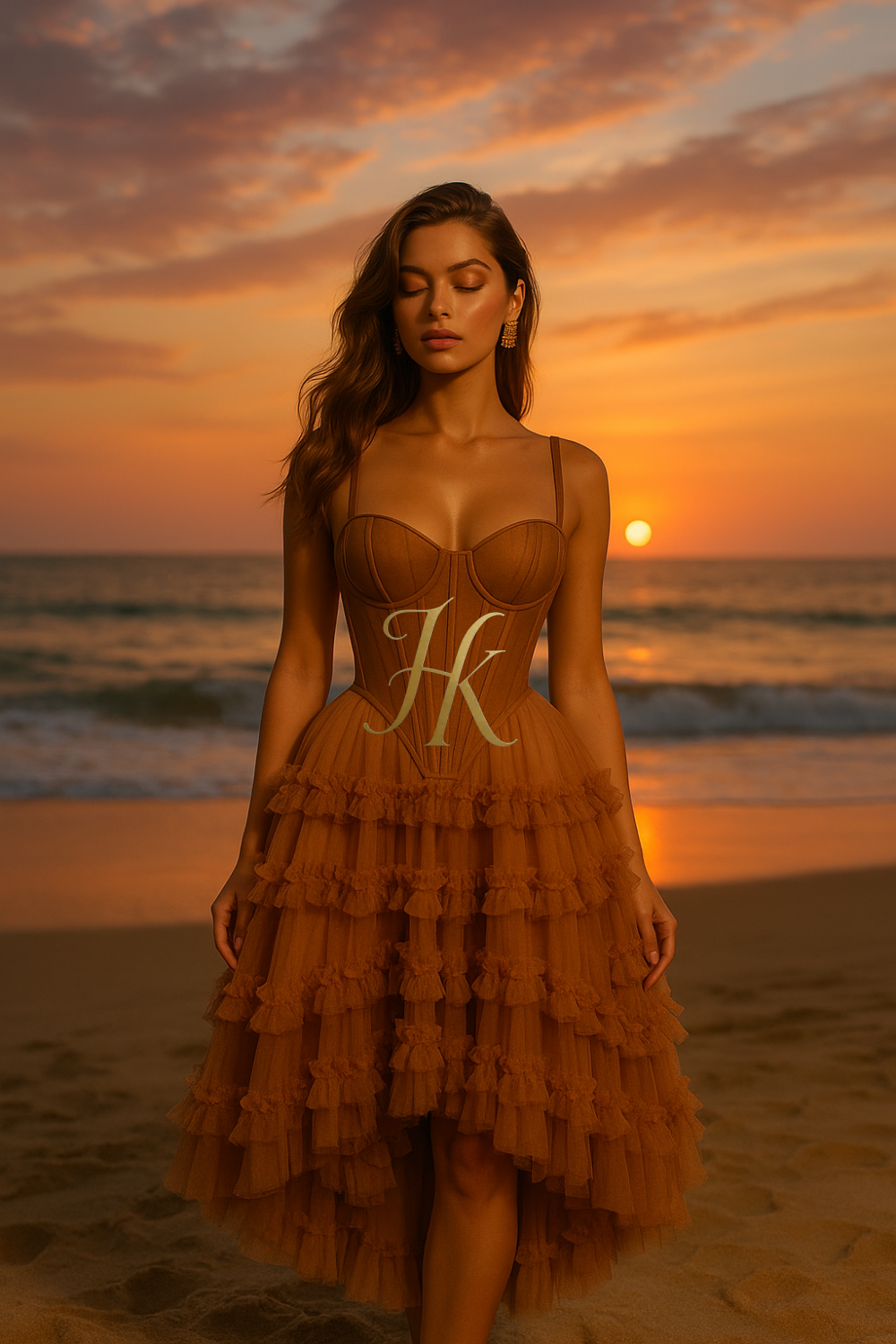 Women’s 2-Piece Dress Set – Irregular Crop Top & Maxi Ball Gown Skirt