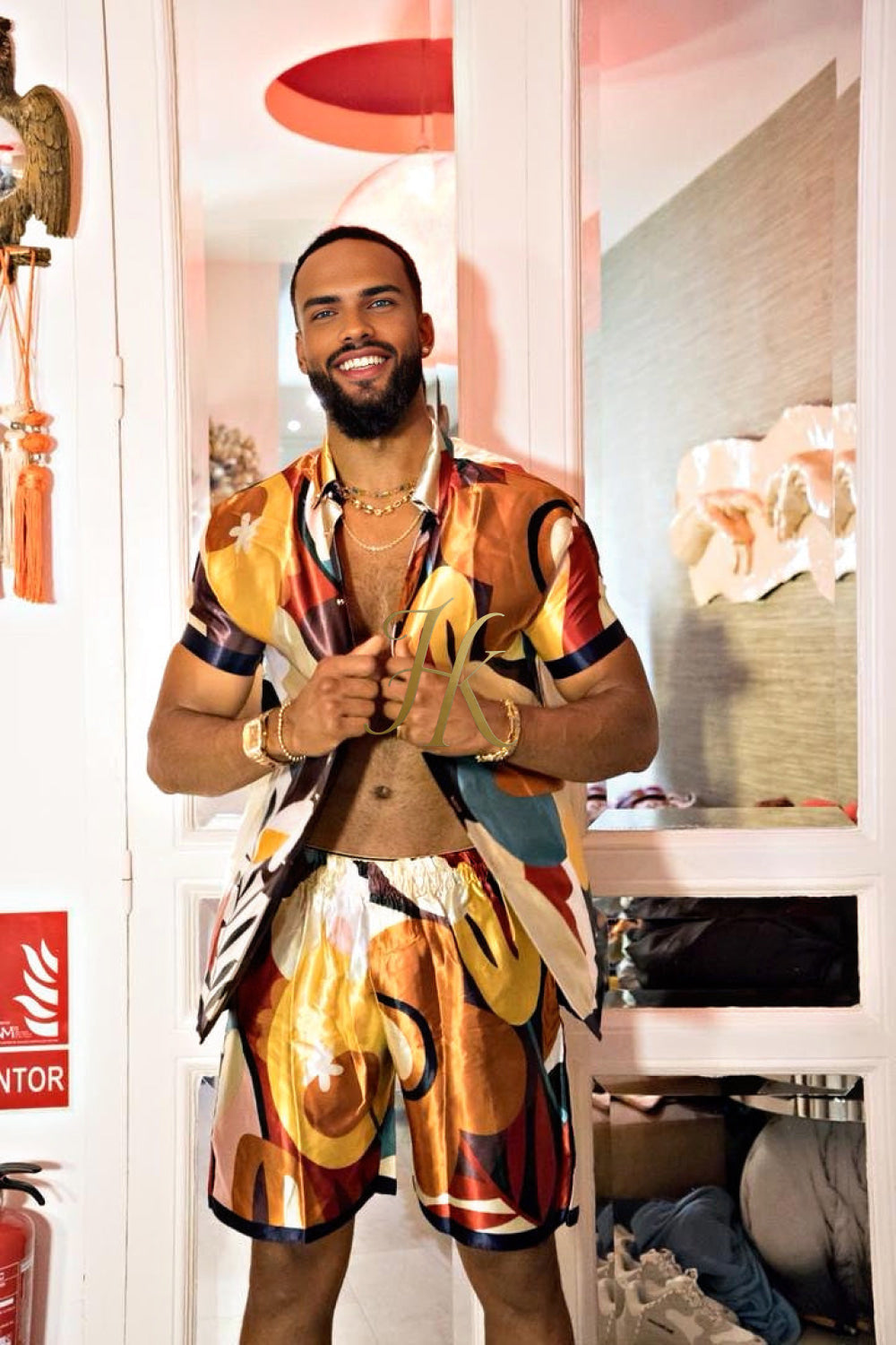 Men's Silk Set - Elevate Your Style with Le Barroco Print - Perfect for Couples and Special Occasions - kayibstrore