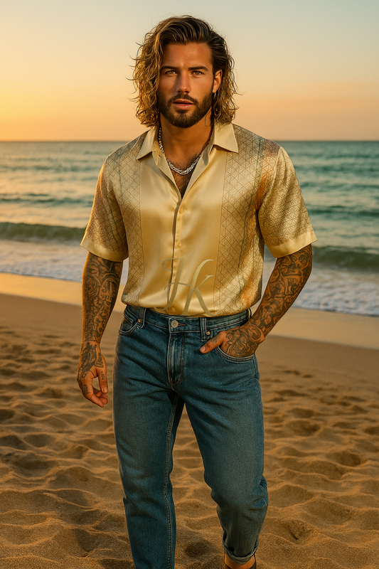Conjunto de vestido de seda de lujo para hombre rojo