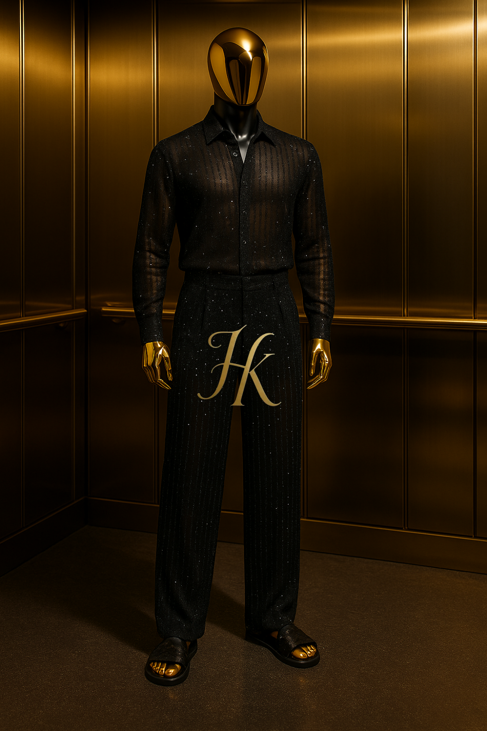 Men’s Premium Lace Set – French Tulle with Sequins & Beaded Embroidery Shirt and Pants