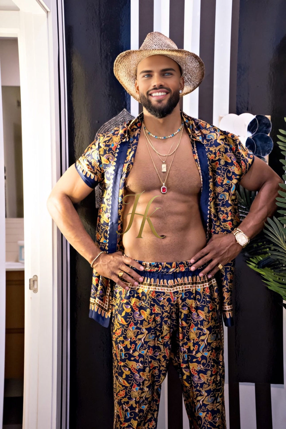 High-End Men's Silk Rave Clothing - kayibstrore