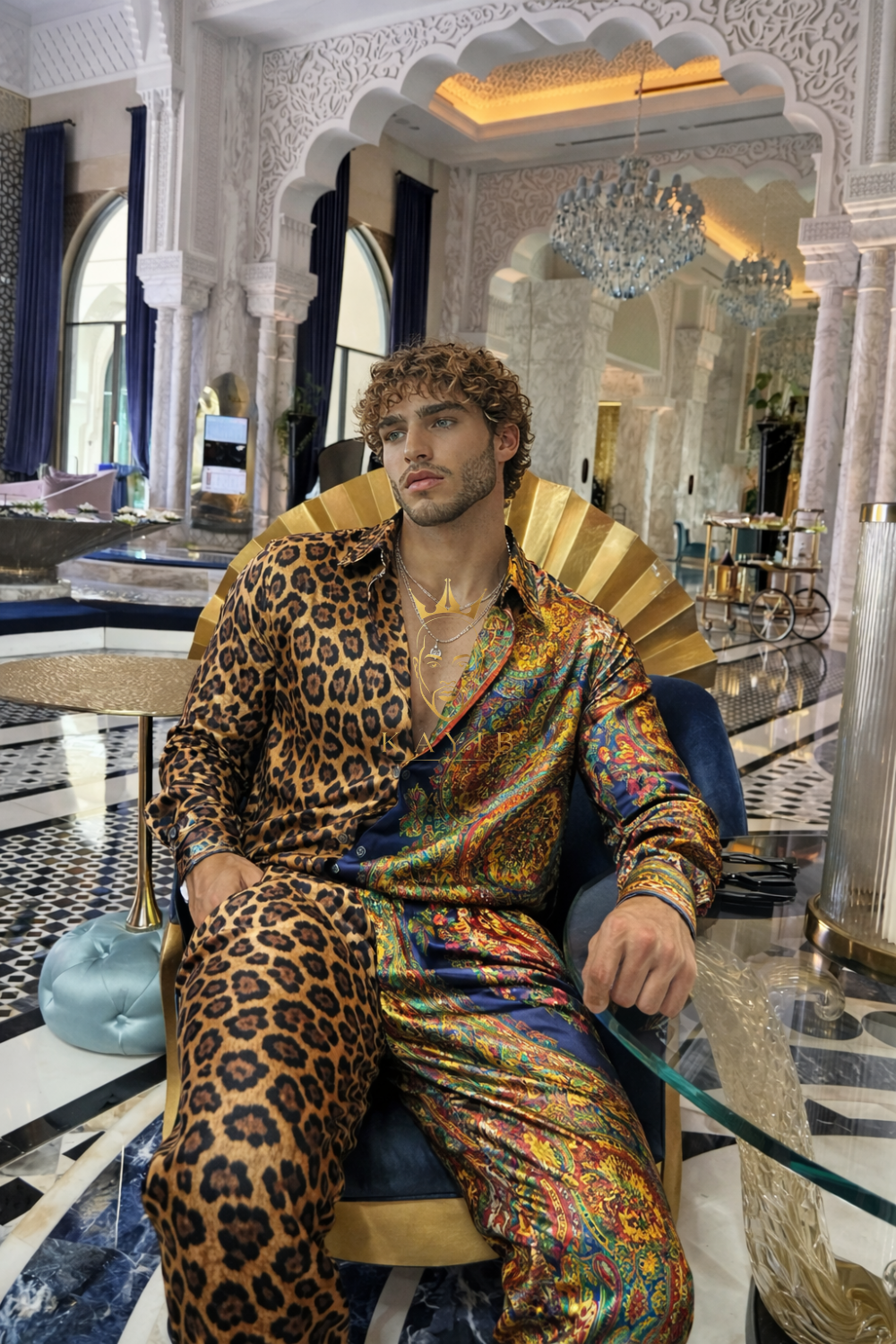 Men’s Premium Satin Silk Ensemble – Wide-Leg Pants & Shirt (Exclusive Edition) - kayibstrore
