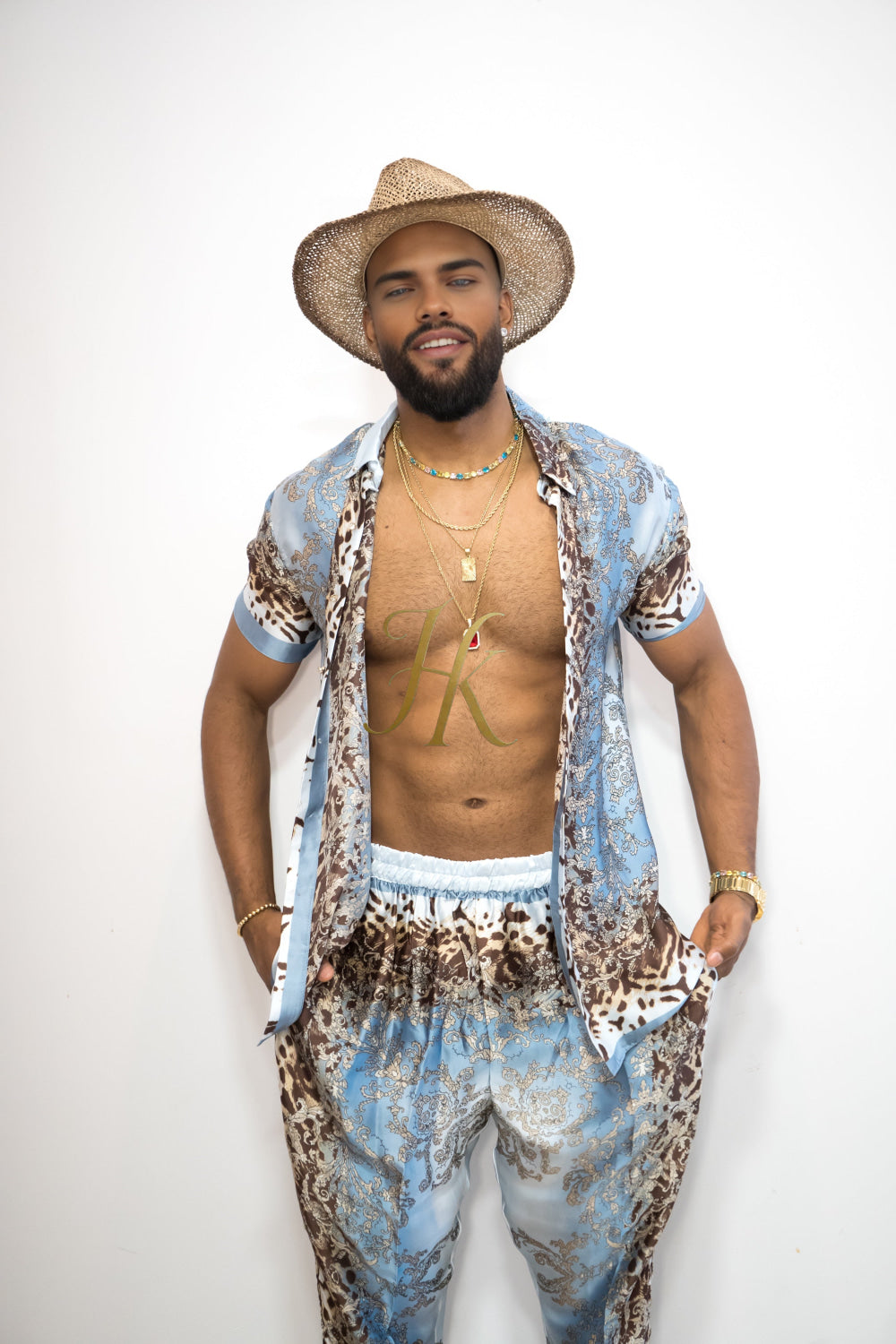 Luxury Handmade Outfits: Men's Luxury Silk Set shirt - kayibstrore