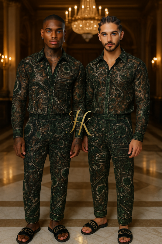 Conjunto de vestido de seda de lujo para hombre rojo