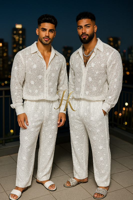Conjunto de vestido de seda de lujo para hombre rojo