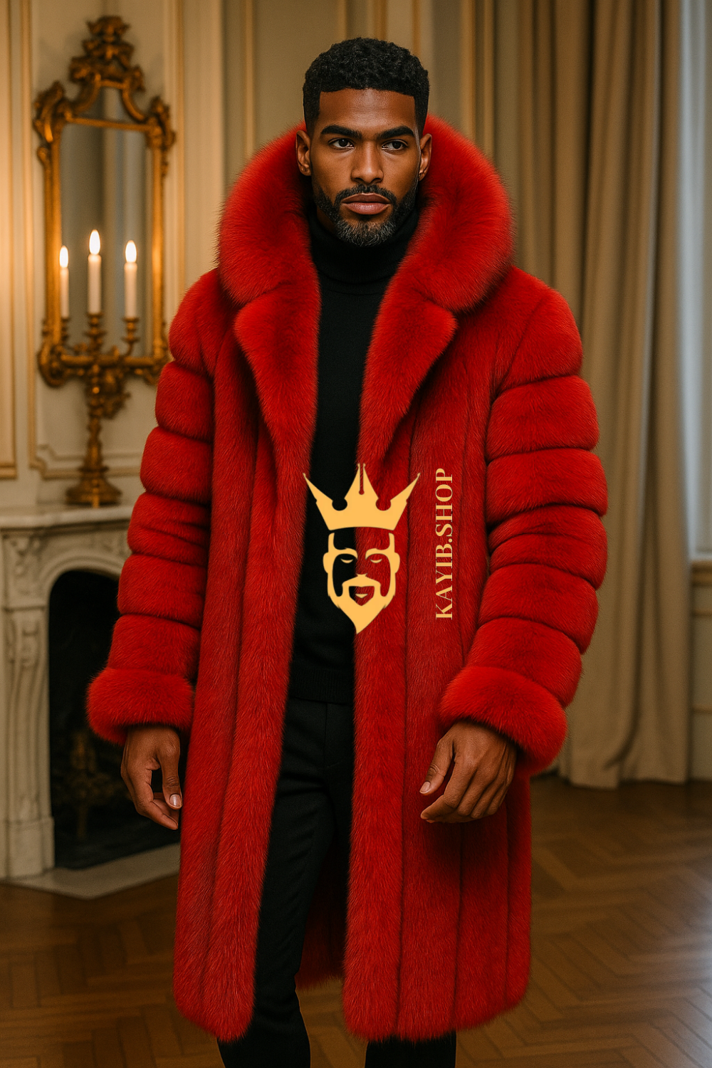 Men’s Natural Long Fox Fur Coat – Genuine Luxury Winter Outwear