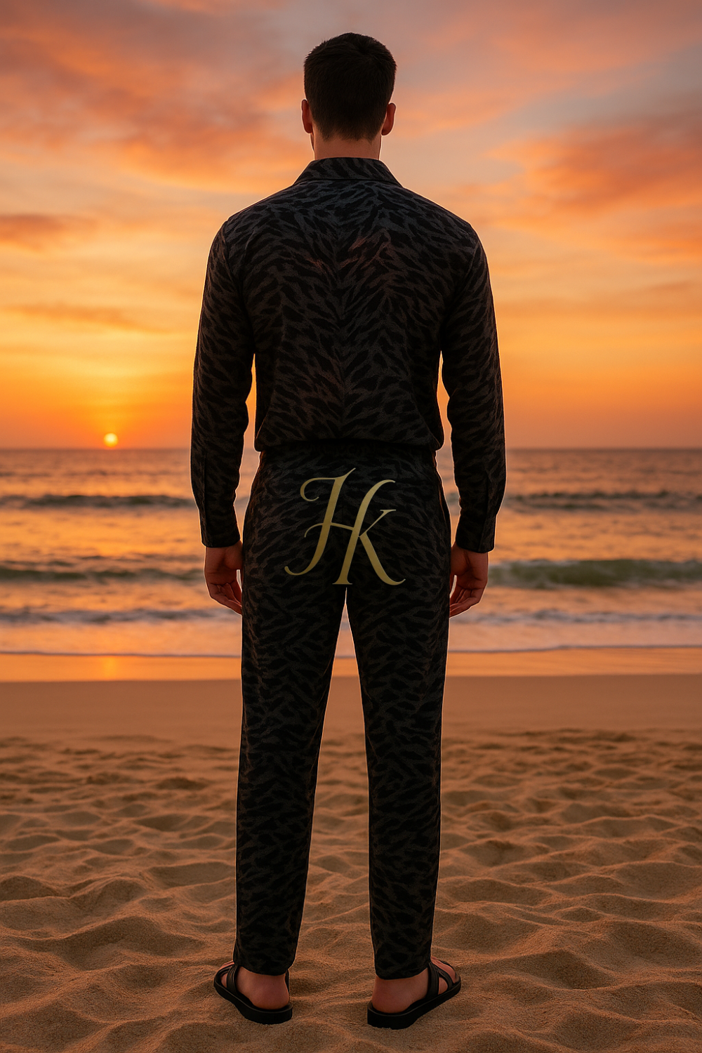 Luxury Black Rubia Cotton Men’s Set – Long Sleeve Shirt & Pants