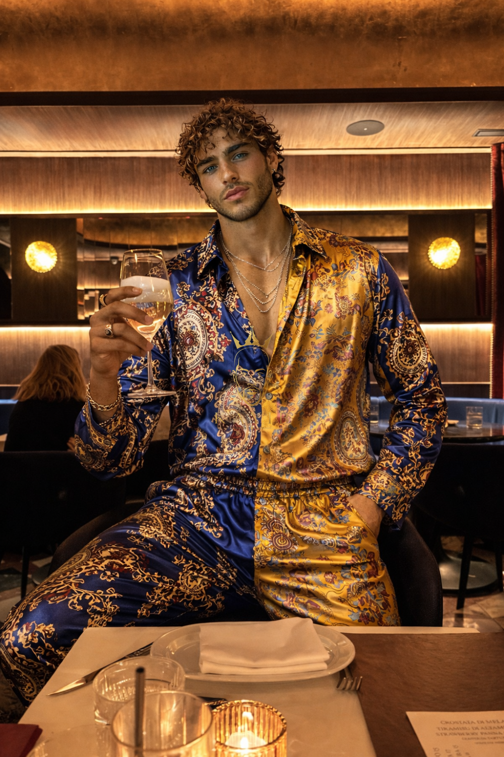 Limited Edition Luxury Satin Silk Set – Shirt & Wide-Leg Trousers - kayibstrore