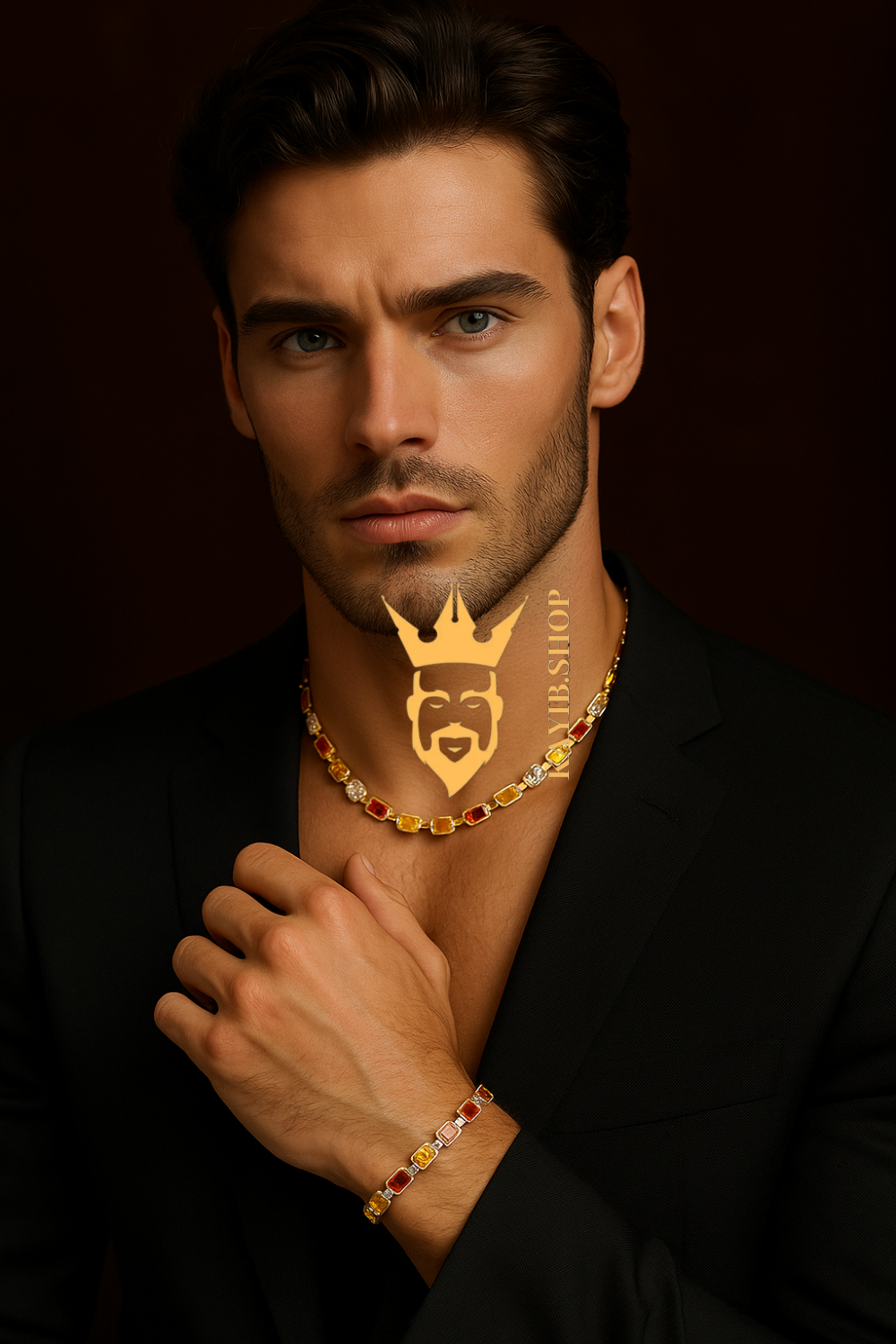 2PCS Iced Out Necklace & Bracelet Set - 10MM Colorful Zirconia Chain with Real Gold Plating, Hip Hop Jewelry for Men & Women - Perfect for Father's Day, Wedding, Anniversary, and Birthday Gifts