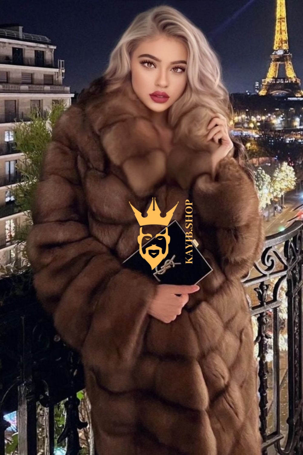 Winter coat- Luxury Tiger-Striped Raccoon Fur Short Coat - Stay Stylish and Warm with Oversized Sleeves - kayibstrore