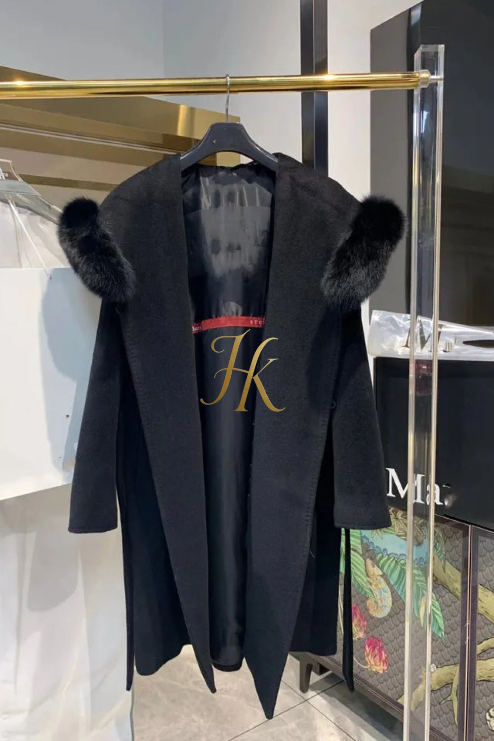 Teddy genuine wool sheepskin Luxury Coat with fox fur collar- Stay Warm and Stylish in this Ethically Produced Fur Coat - kayibstrore