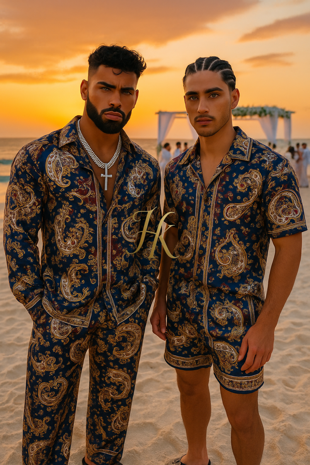 Conjunto de vestido de seda de lujo para hombre rojo
