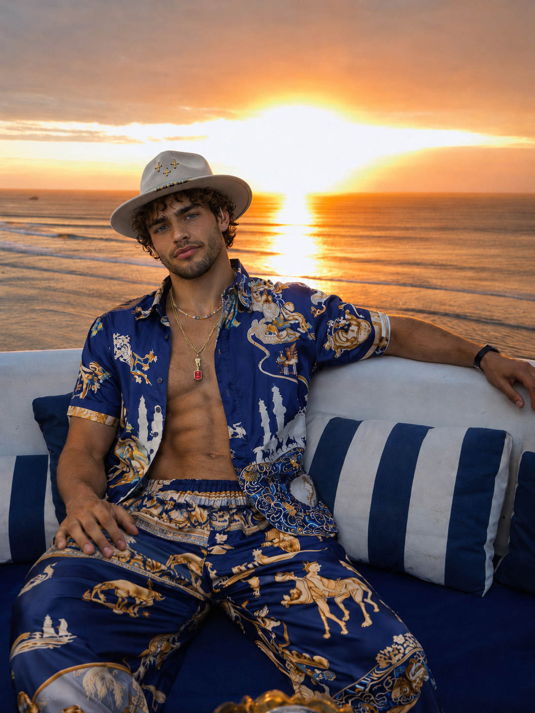 Luxury Light Blue Western Hat – Premium Boho Fedora