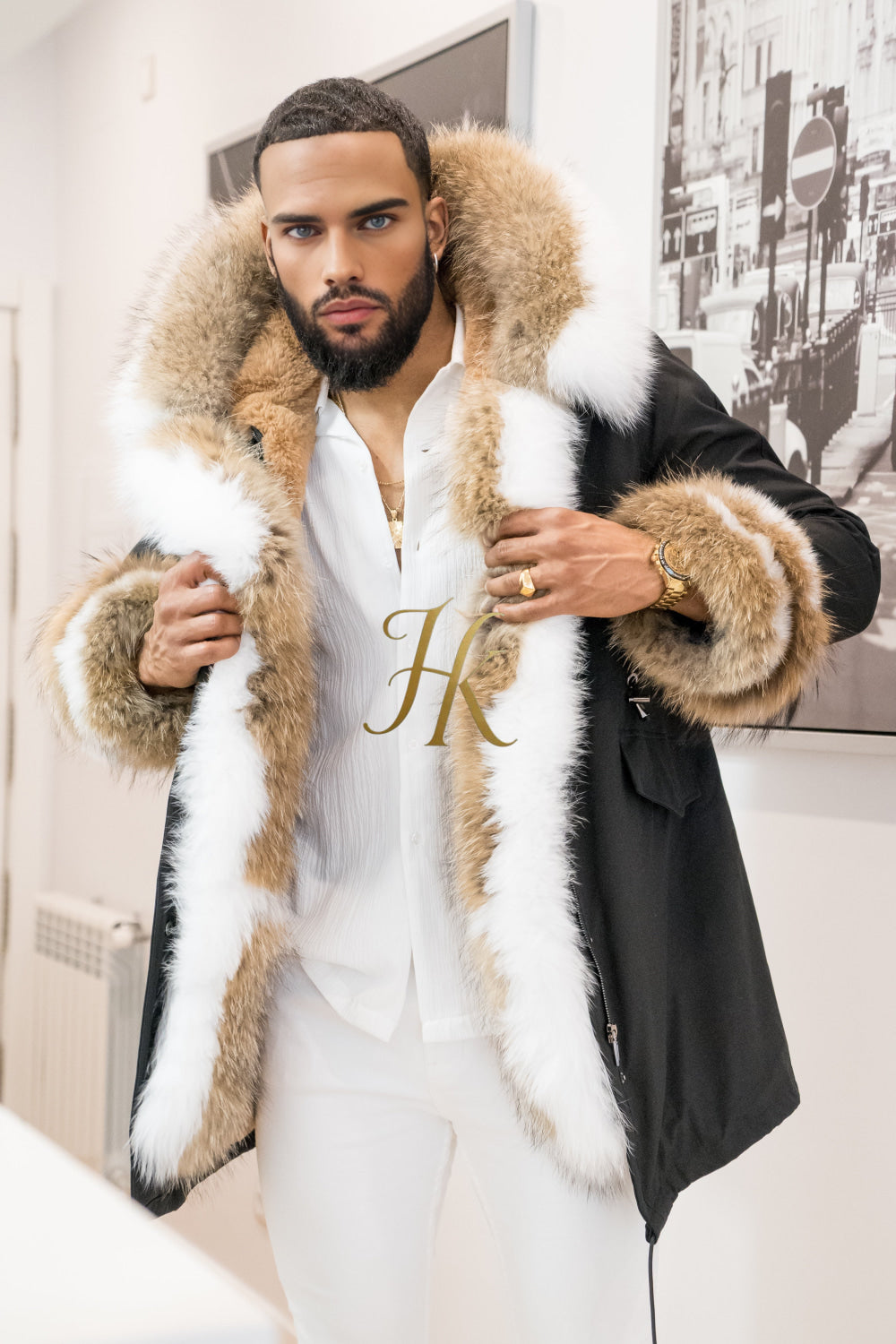 Men's Luxury handmade fox fur Coats Parka - Versatile Winter Protection for the Modern Man - kayibstrore