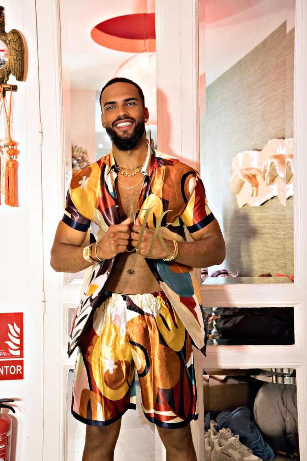 Men's Silk Set - Elevate Your Style with Le Barroco Print - Perfect for Couples and Special Occasions - kayibstrore