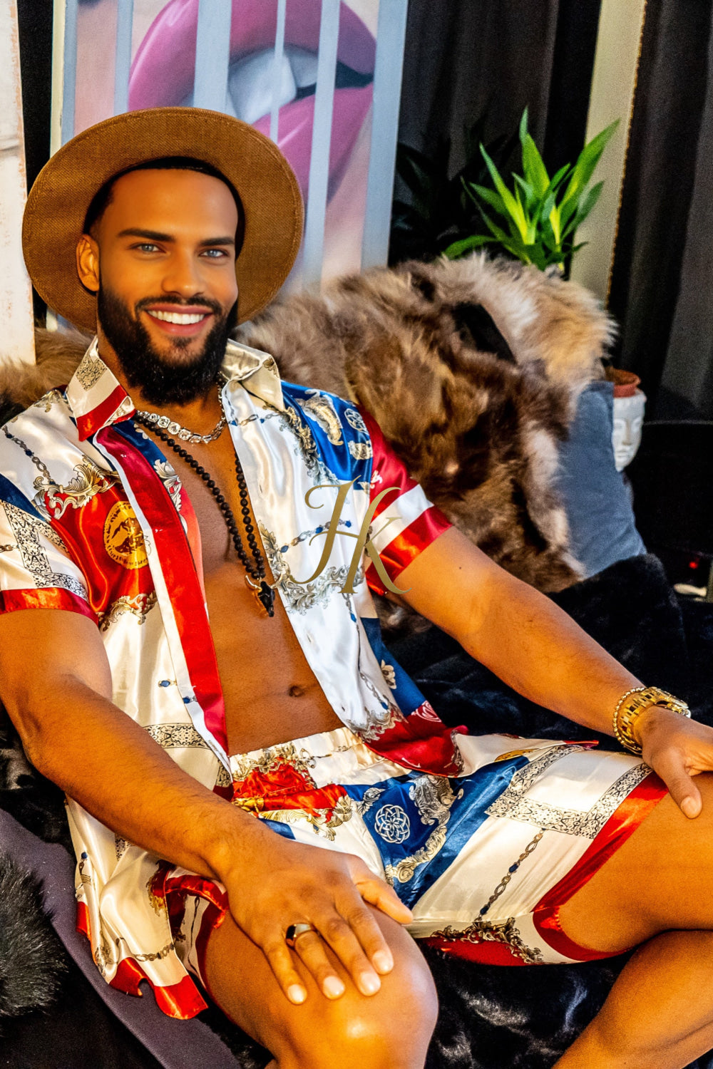 Luxurious Barocco Print Set - The Ultimate Summer Silk Outfit for Men - kayibstrore