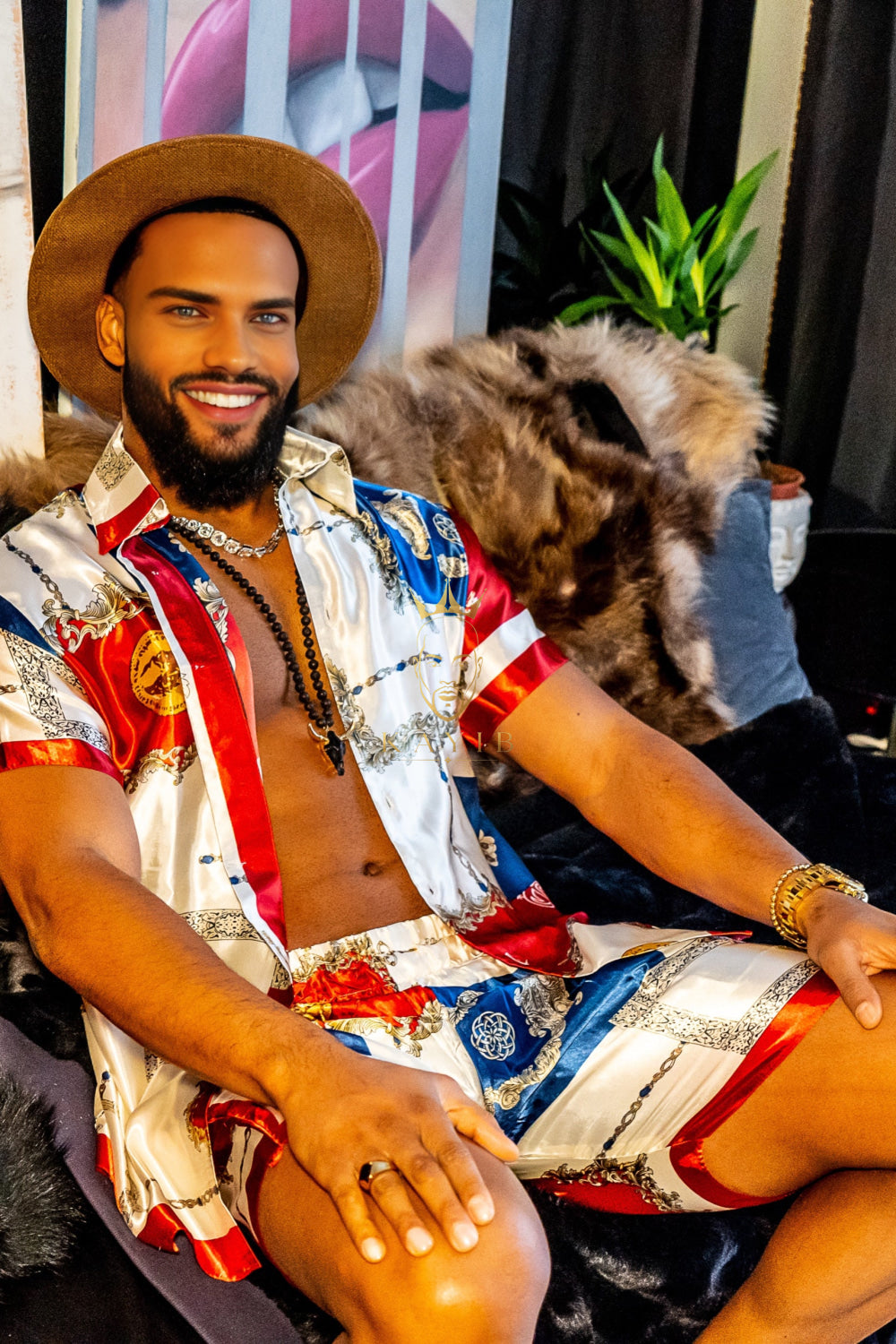 Luxurious Barocco Print Set - The Ultimate Summer Silk Outfit for Men - kayibstrore