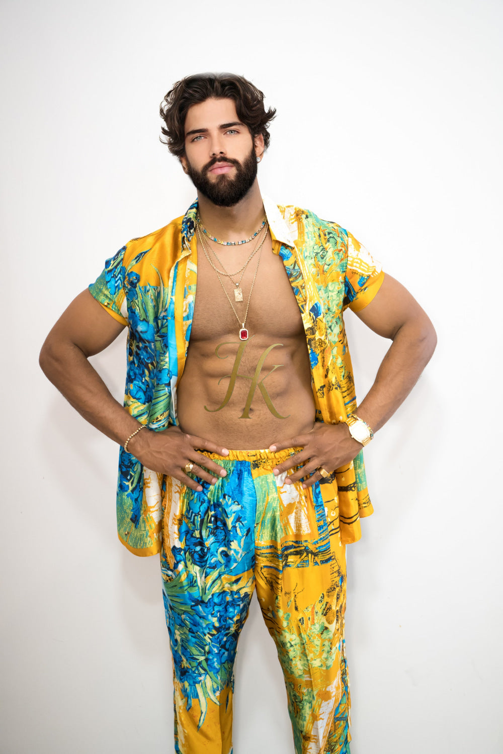 Handmade Outfits: Boho Men's Luxury Silk Set - kayibstrore
