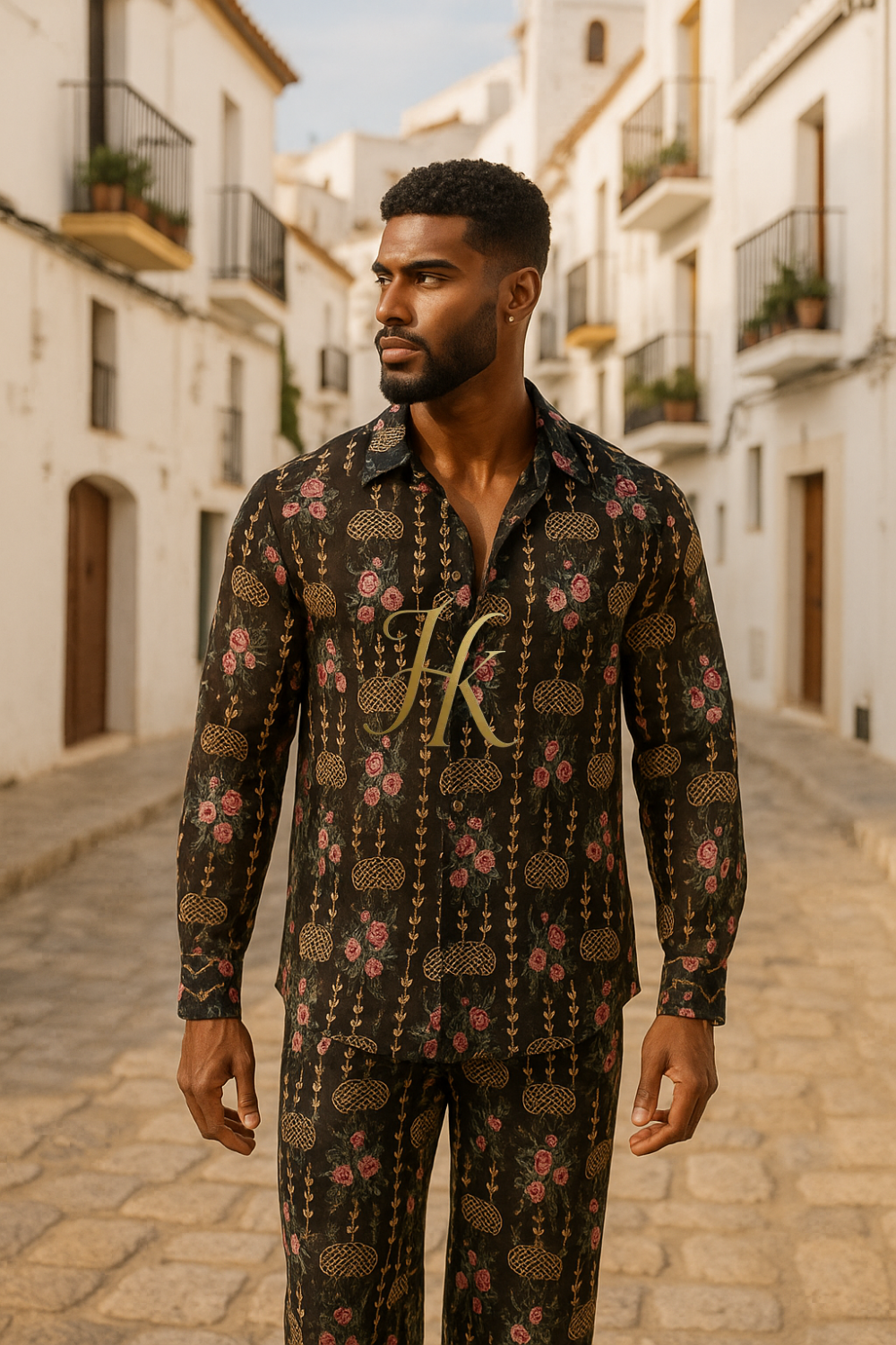 Luxury Men’s Outfit Set – Long Sleeve Shirt & Pants in Pure Rubia Cotton
