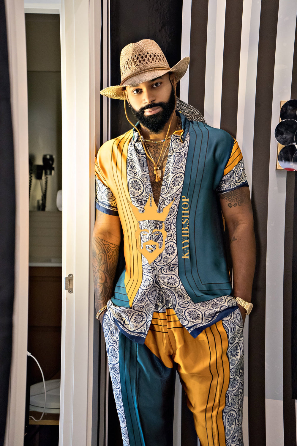 Summer Ready: Men's Silk Shirt and Pant Set - kayibstrore