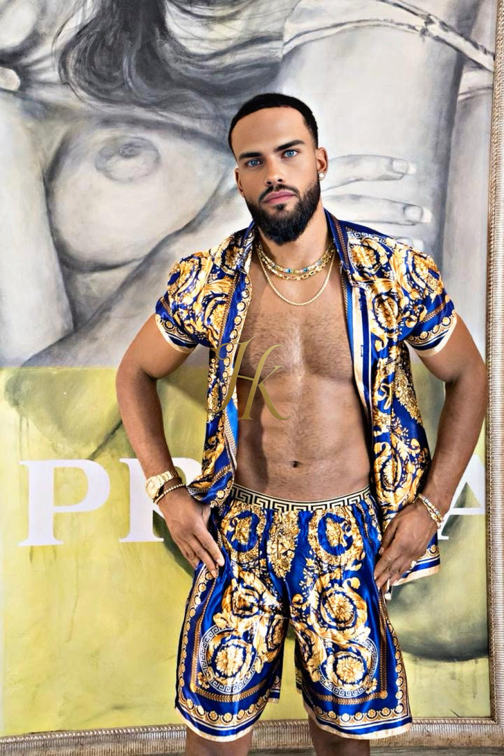 Luxury Silk Shirt Set - Festival Outfit, Boho Handmade Men's Fashion - kayibstrore