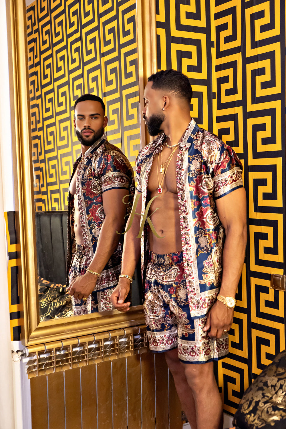 Luxurious Barocco Print Set - The Ultimate Summer Silk Outfit for Mens - kayibstrore