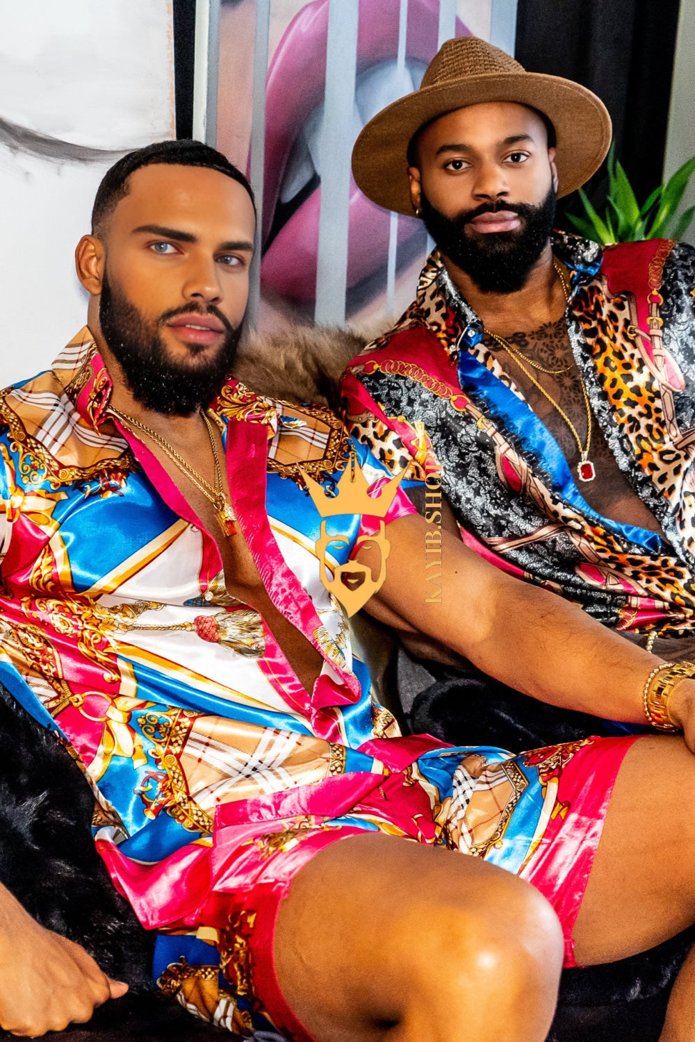Luxury Boho Silk Shirt Set - Festival Outfit, Boho Handmade Men's Fashion clothes - kayibstrore