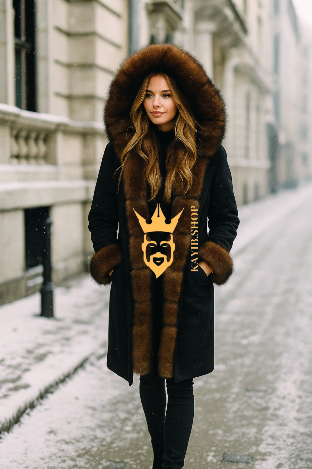 Couple’s Parka with Genuine Fox Fur – Luxury Style for Two