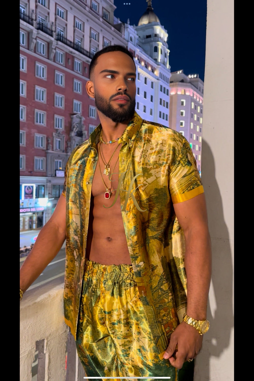 Men's Silk Set - Elevate Your Style with Le Barroco Print - Perfect for Couples and Special Occasions - kayibstrore