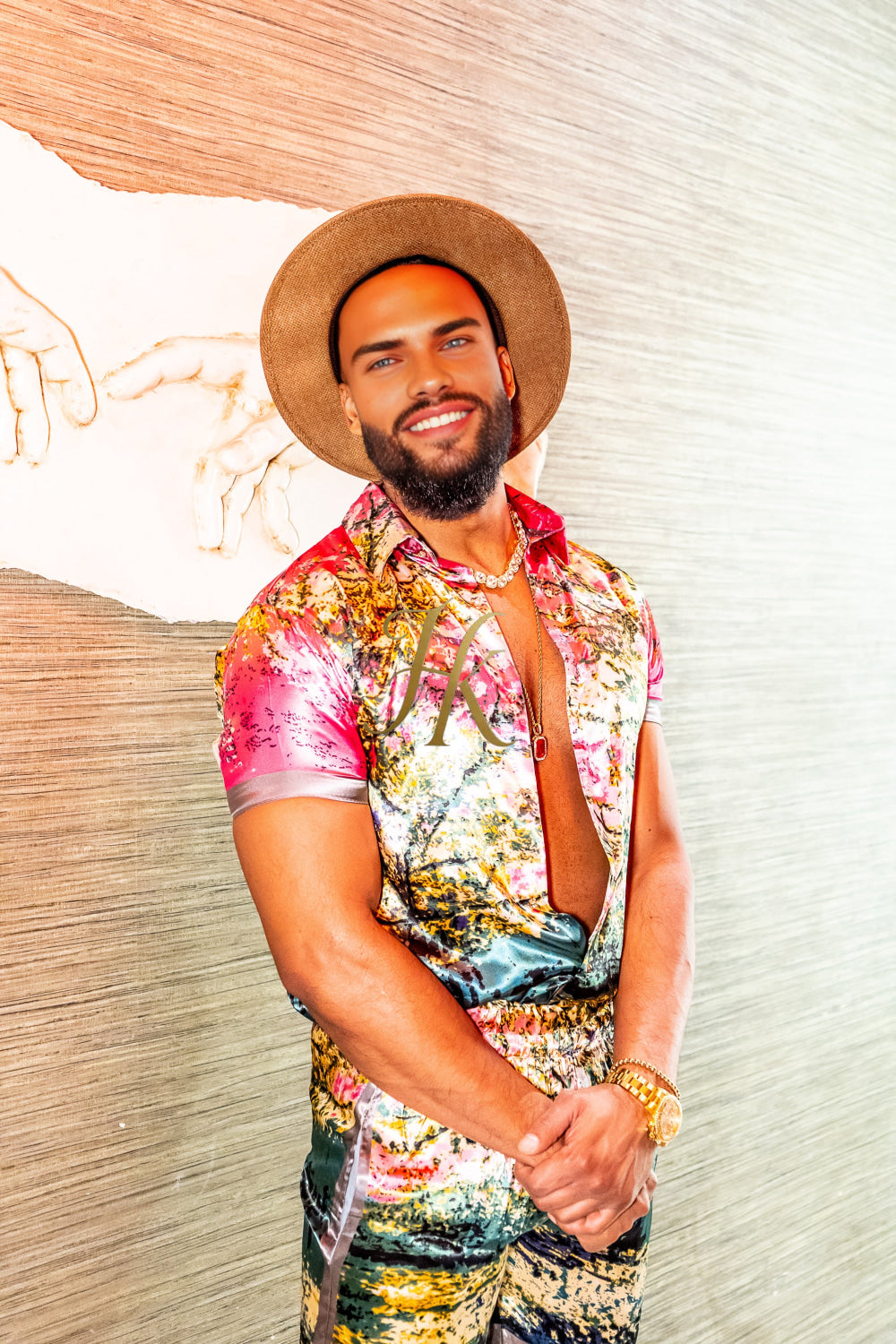 Luxury Boho Silk Shirt Set - Festival Outfit, Boho Handmade Men's Fashion - kayibstrore