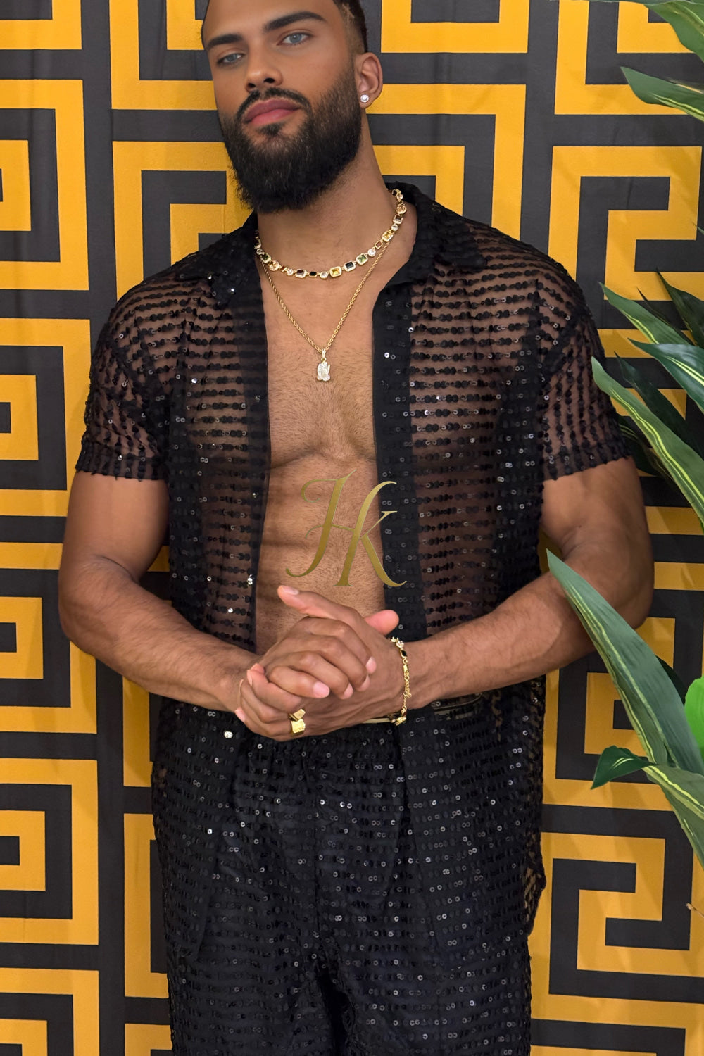 🖤 Royal Mesh Embroidered Shirt – Luxury Handcrafted Elegance - kayibstrore