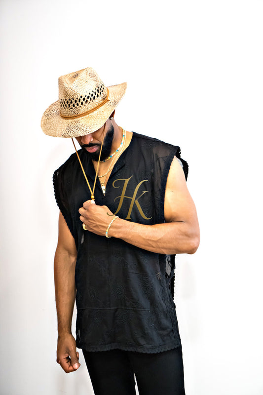 Handmade men's sleeveless tank top, Earthy Top Shirt, Tribal Jungle Natural Savage Neck Festival Rave hippie top Nomadic Primiti - kayibstrore