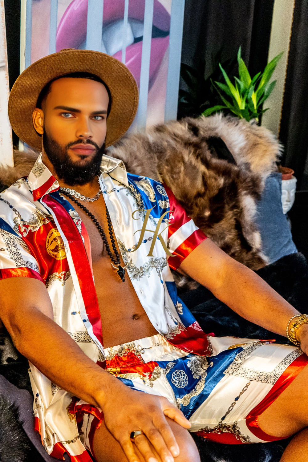 Luxurious Barocco Print Set - The Ultimate Summer Silk Outfit for Men - kayibstrore