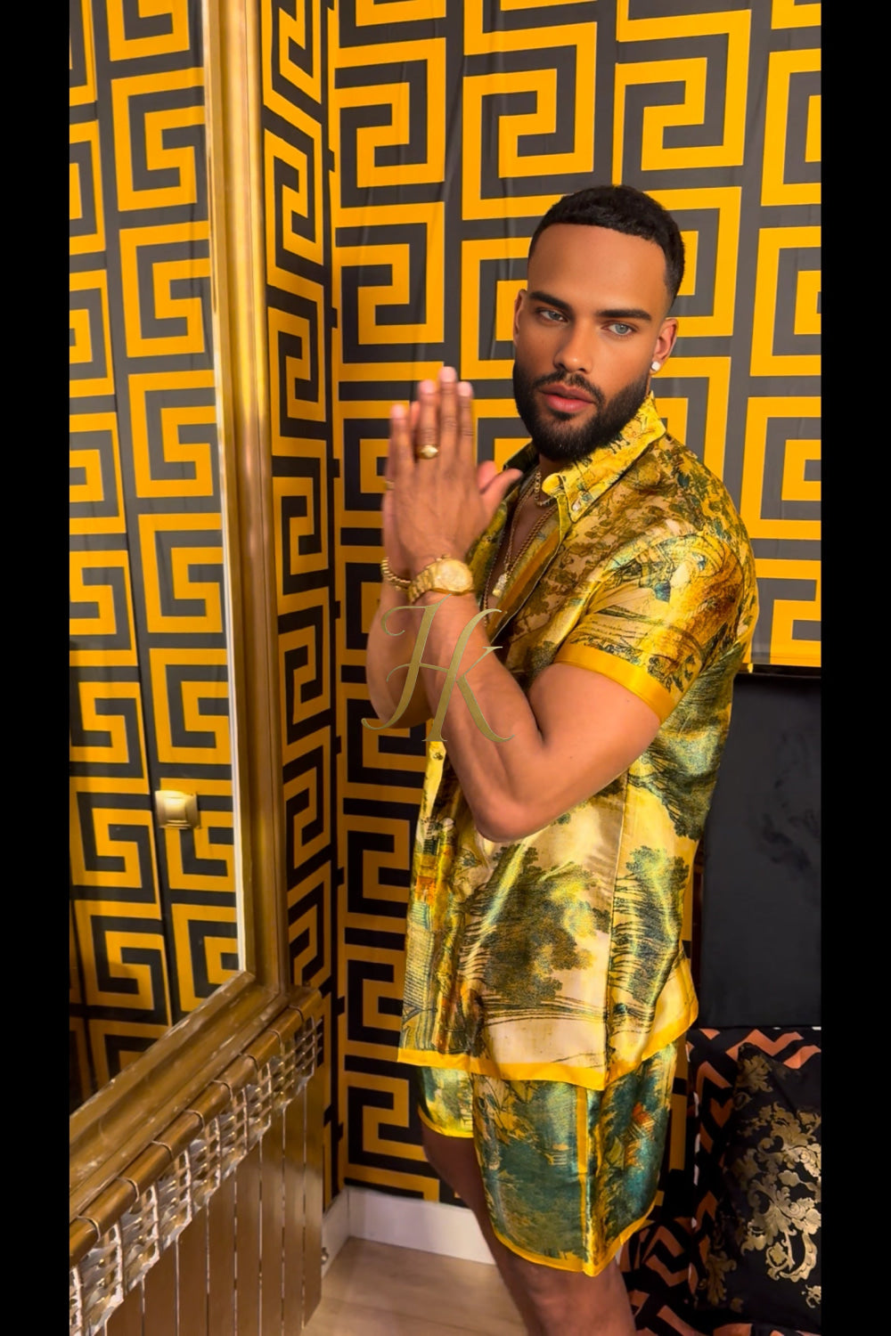 Men's Silk Set - Elevate Your Style with Le Barroco Print - Perfect for Couples and Special Occasions - kayibstrore