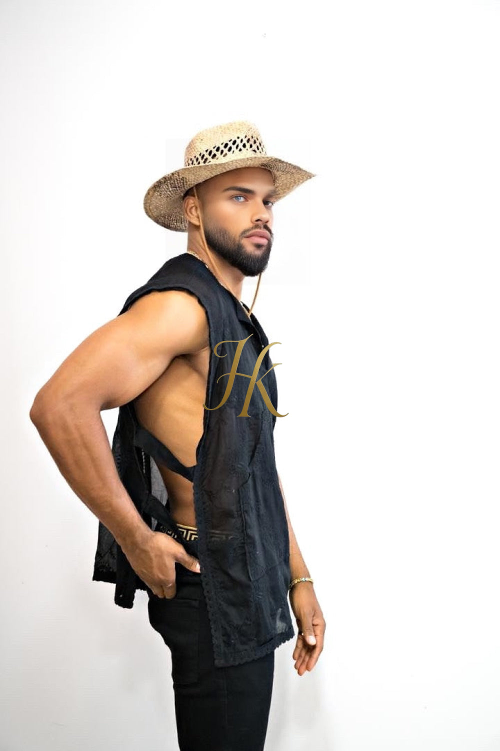 Handmade men's sleeveless tank top, Earthy Top Shirt, Tribal Jungle Natural Savage Neck Festival Rave hippie top - kayibstrore