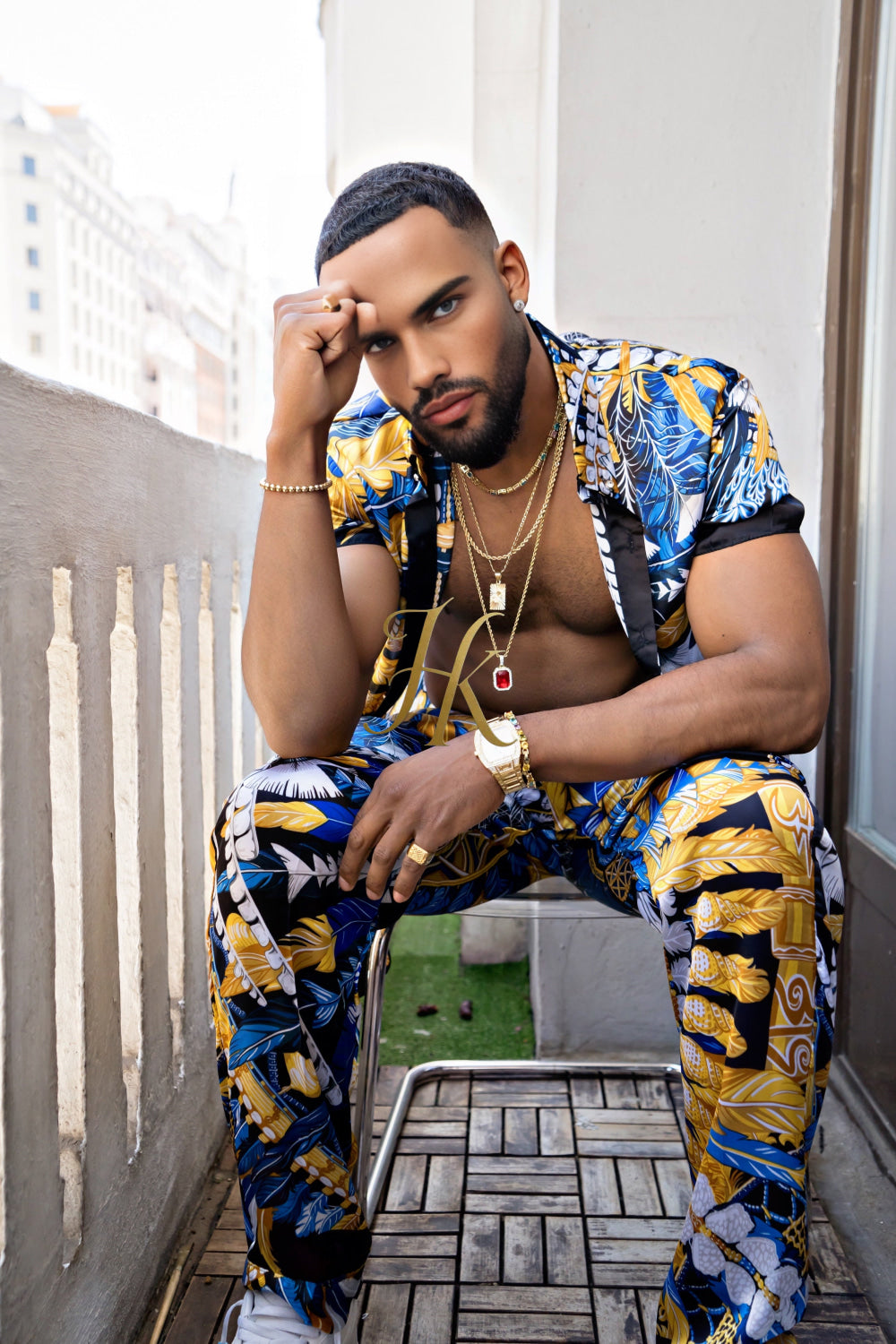 Men's luxury Silk Beach summer Outfit - kayibstrore
