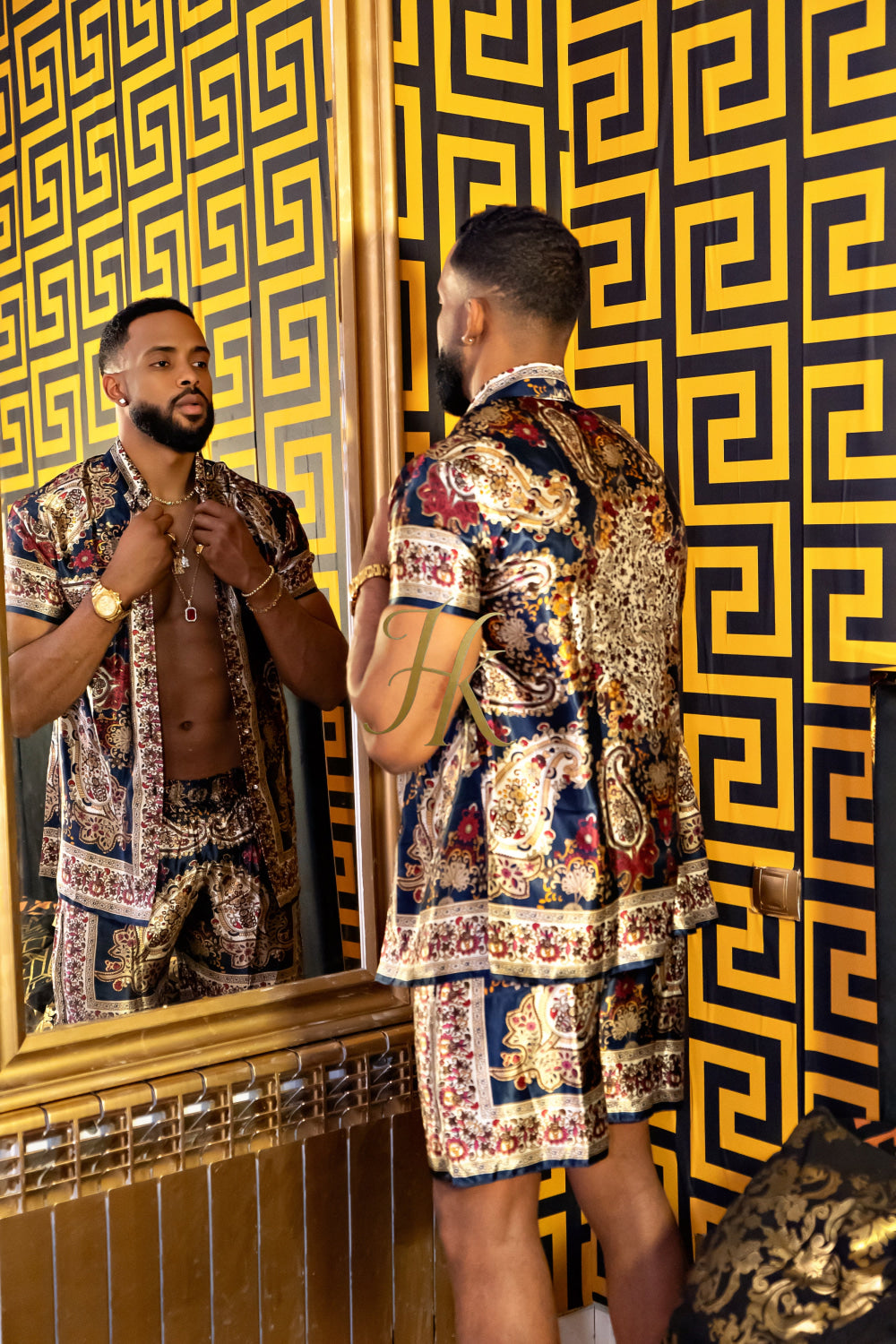 Luxurious Barocco Print Set - The Ultimate Summer Silk Outfit for Mens - kayibstrore