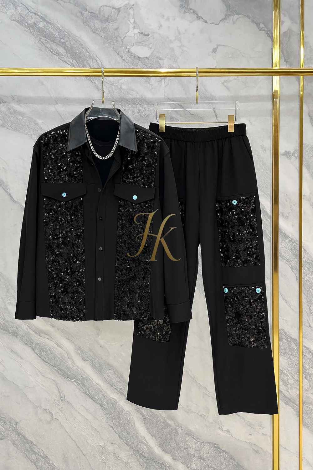 Conjunto de vestido de seda de lujo para hombre rojo