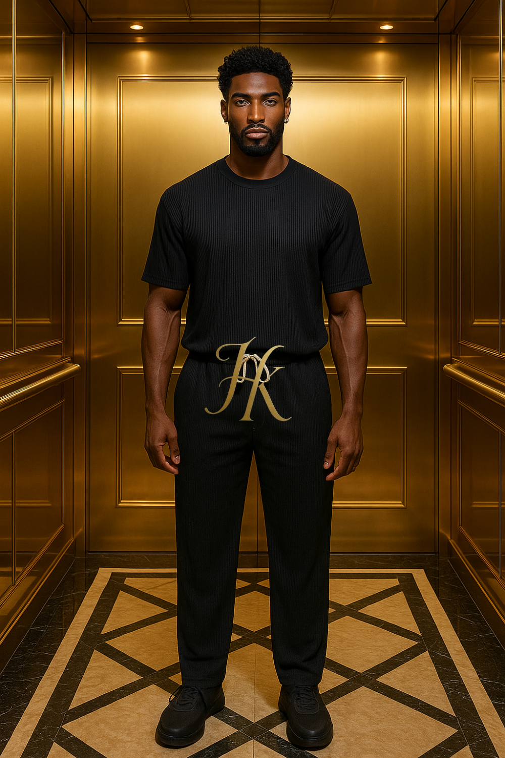 Men’s Summer Cotton Set – T-Shirt & Pants Two-Piece Outfit