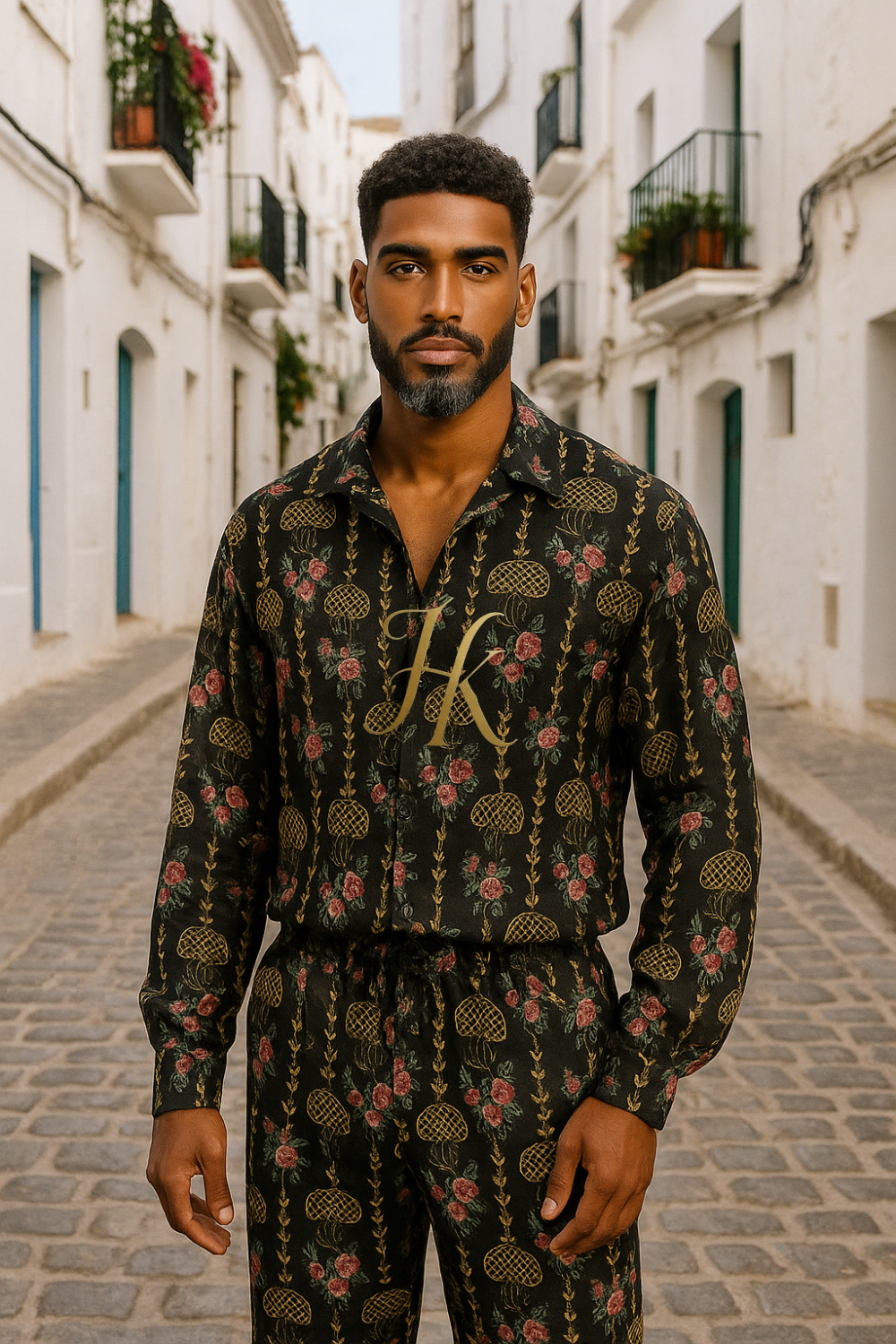 Luxury Men’s Outfit Set – Long Sleeve Shirt & Pants in Pure Rubia Cotton