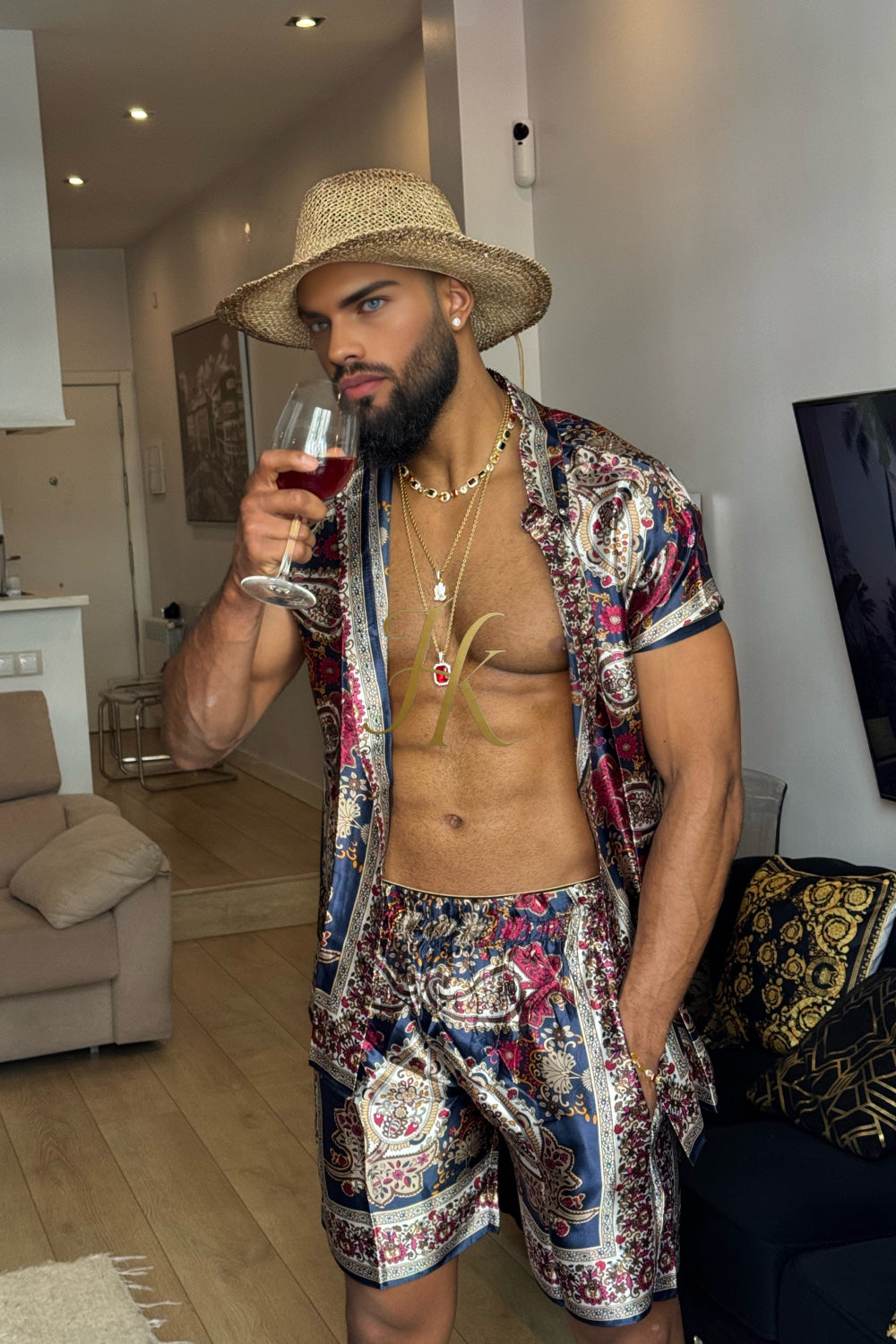 Men’s Luxury Silk Set – 100% Pure Mulberry Silk Shirt & Shorts | Limited Edition Outfit - kayibstrore