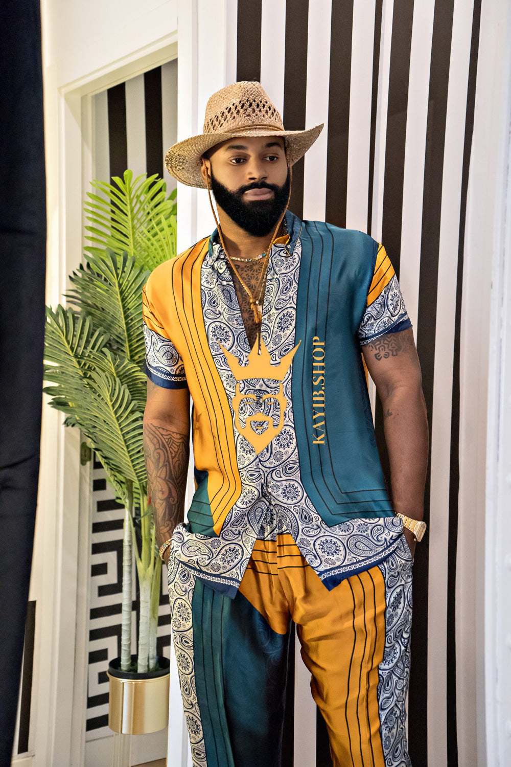 Summer Ready: Men's Silk Shirt and Pant Set - kayibstrore