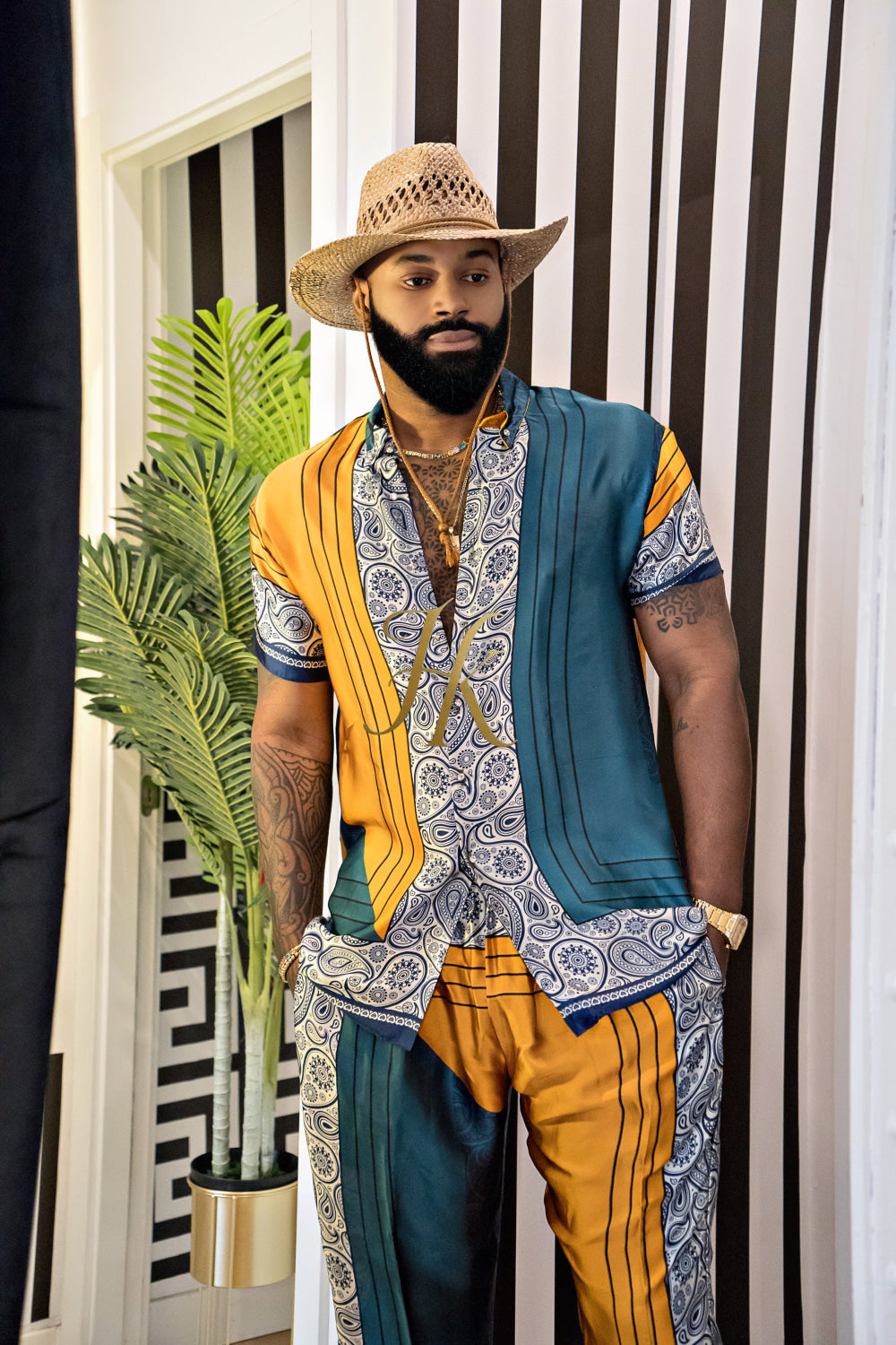 Summer Ready: Men's Silk Shirt and Pant Set - kayibstrore